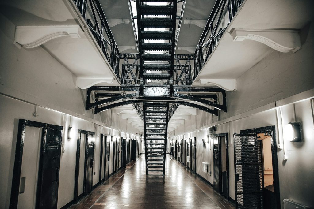 empty hallway with turned on lights